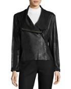 Faux-leather Asymmetric-zip Jacket, Black