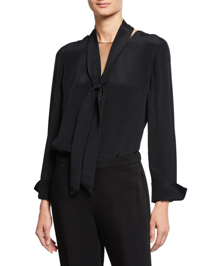 Perry Silk Tie-neck Blouse