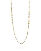 18k Long Diamond & Pearl Necklace