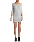 Flora Round-neck Long-sleeve Metallic-knit Mini