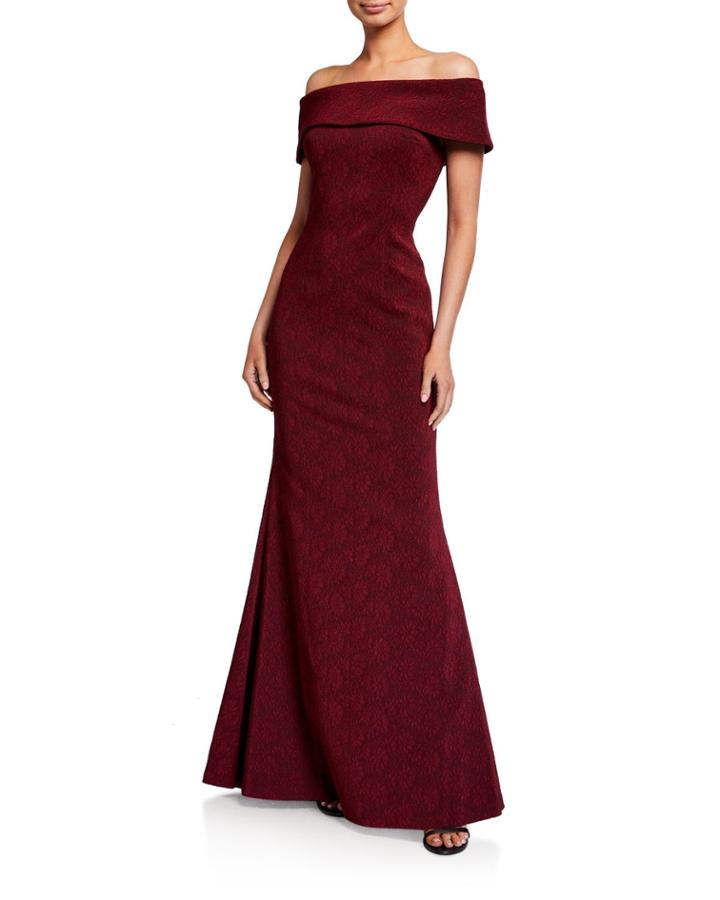 Flower Stretch Jacquard Off-the-shoulder