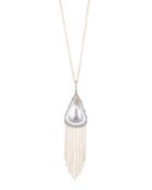 Crystal Capped Tassel Chain Necklace
