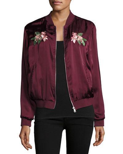Floral-embroidered Bomber Jacket