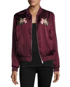 Floral-embroidered Bomber Jacket