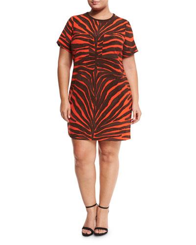 Zahara Short-sleeve T-shirt Dress, Mandarin,