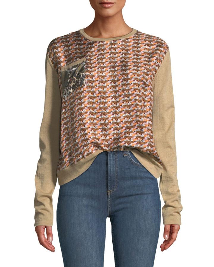 Flower-back Wool Jumper Top