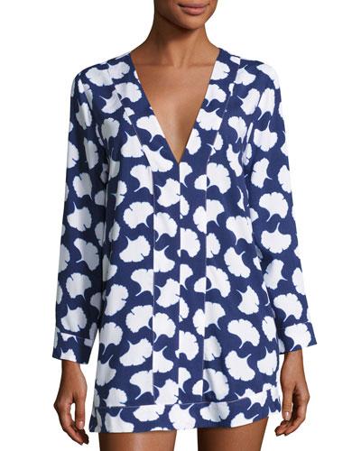 Morocco Graphic-print Dress Coverup, Cobalt