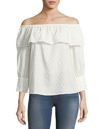 Off-the-shoulder Cotton-blend Blouse