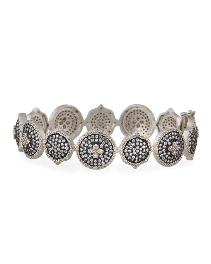Pave Coin Station Hinge Bangle, Gray