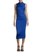 Francis Sleeveless Wool Midi Dress, Bright Blue