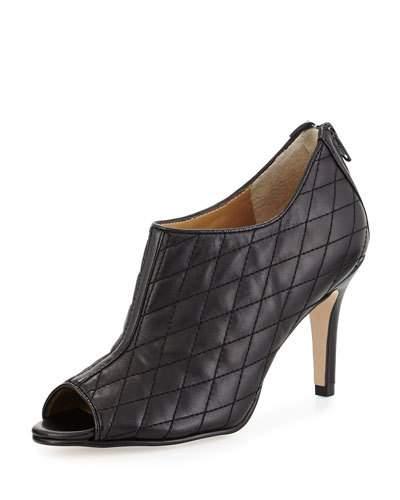 Prenia Quilted Peep-toe Bootie, Black