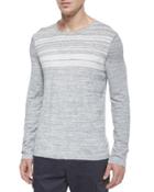 Jasper Striped Crewneck Sweater, Gray/white