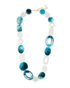 Geo Acrylic Link Necklace, Turquoise