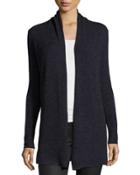 Cashmere Marled Yarn Open-front Cardigan, Black/blue