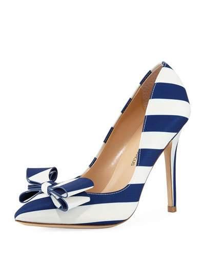 Abingdon Striped Bow Pump, Blue