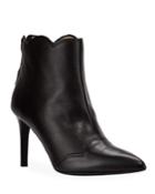 Scalloped Collar Leather Booties