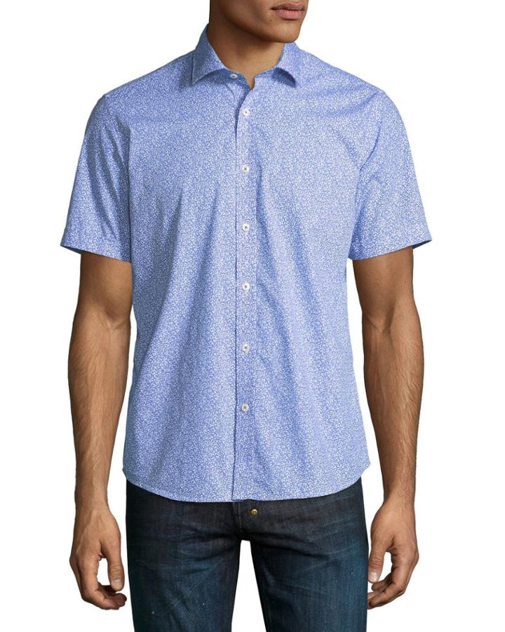 Micro-floral Print Short-sleeve