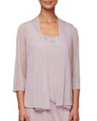 Chiffon Embellished 3/4-sleeve Twinset
