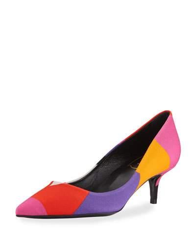 Decollete Printed Canvas Pump,