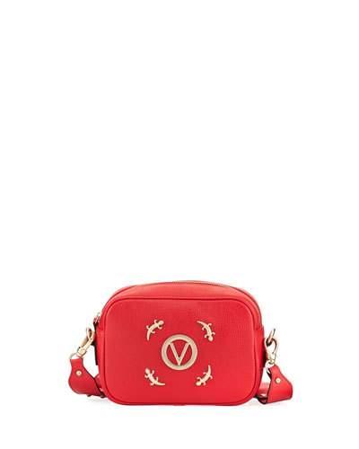 Mia Zip-top Lizard Shoulder Bag, Red