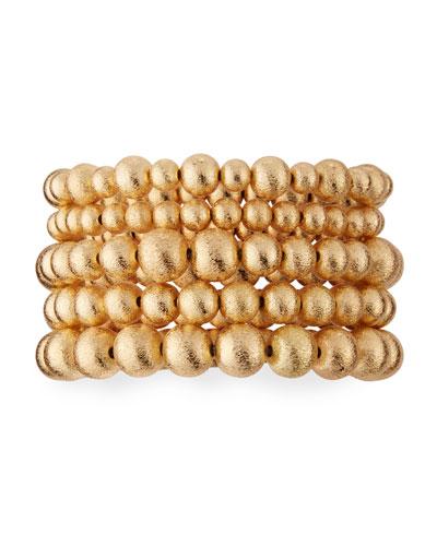 Textured Golden Beaded Stretch Bracelets,