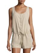 Vieja Button-front Drawstring Romper