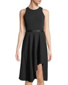 Sleeveless Ribbon-waist High-low Dress