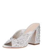 Laurel Crinkle Metallic Mule Sandal With Jewels