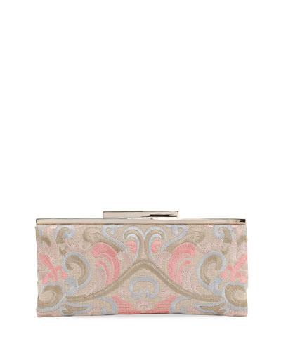 Embroidered Linen Clutch Bag