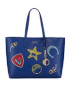 Large Logo Patches Shopper Tote Bag, Blue