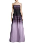 Strapless Ombre Ball Gown, Black/thistle