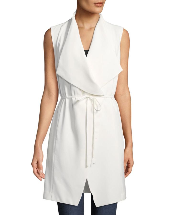 Tie-waist Draped Open-front Vest