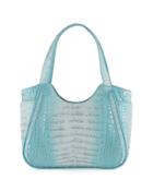 Small Dipped Crocodile Tote Bag, Blue F6