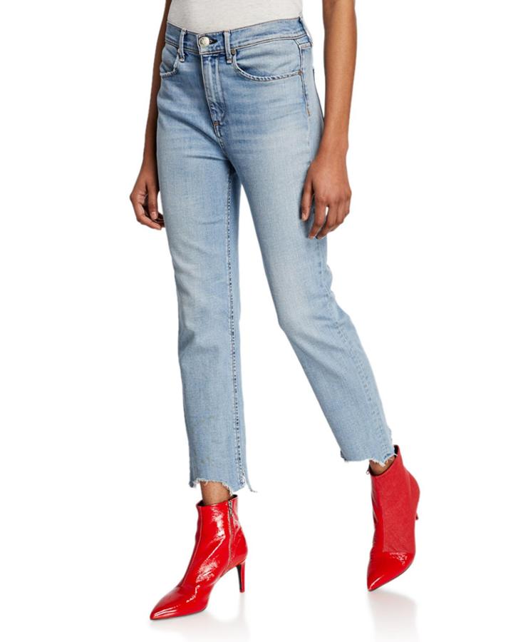 Nina High-rise Ankle Cigarette Jeans W/ Chewed Hem