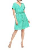 Striped Ruffle Drawstring A-line Dress