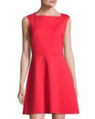 Fit & Flare Sleeveless Dress, Red