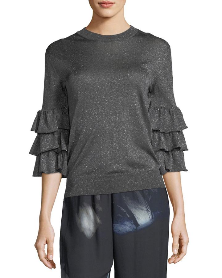Ruffled 3/4-sleeve Lurex&reg;