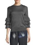 Ruffled 3/4-sleeve Lurex&reg;