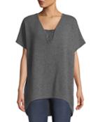 Cashmere V-neck Poncho Top With Chain Detail