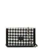 Houndstooth Patent Leather Shoulder Bag, Black/white