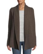 Cashmere Open-front Duster Cardigan, Brown