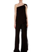 Bilton One-shoulder Draped Asymmetric Textured