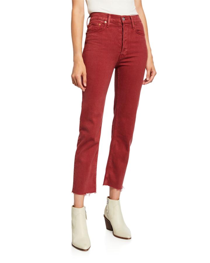 High-rise Stovepipe Cropped Jeans