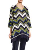 Galeni Zig Zag-printed V-neck 3/4-sleeve Tunic