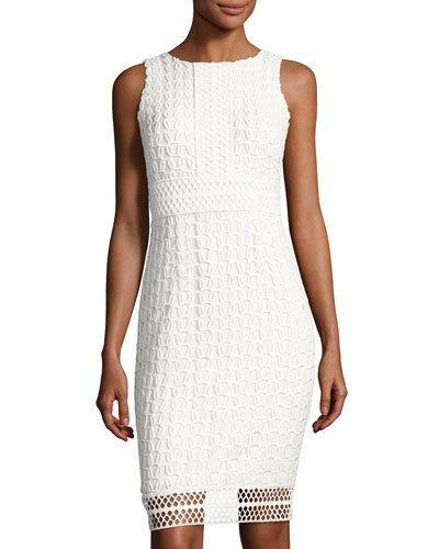 Sleeveless Chemical Lace Dress, Ivory