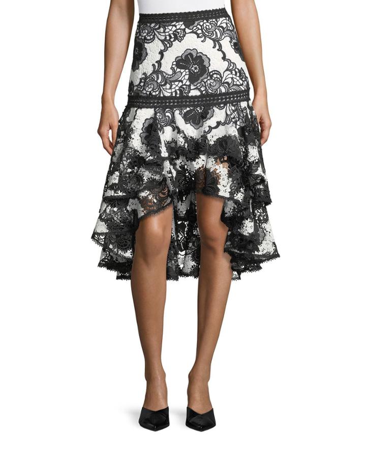 Halima Monochrome Lace High-low Flared