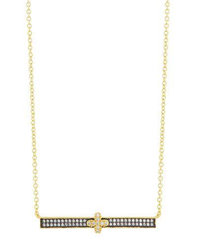 Pave Clover Bar Pendant Necklace
