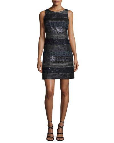 Mixed Media A-line Jacquard Dress