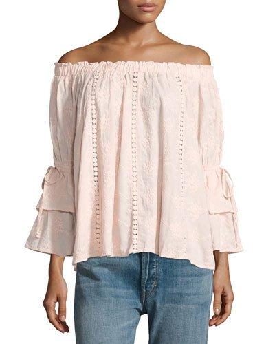 Embroidered Off-the-shoulder Blouse
