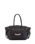 Jo Medium Leather Tote Bag, Onyx